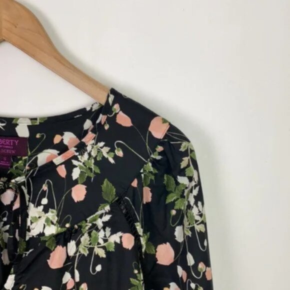 J.Crew x Liberty S Blouse Poppy Dream Print Black Pink Green - Picture 7 of 11